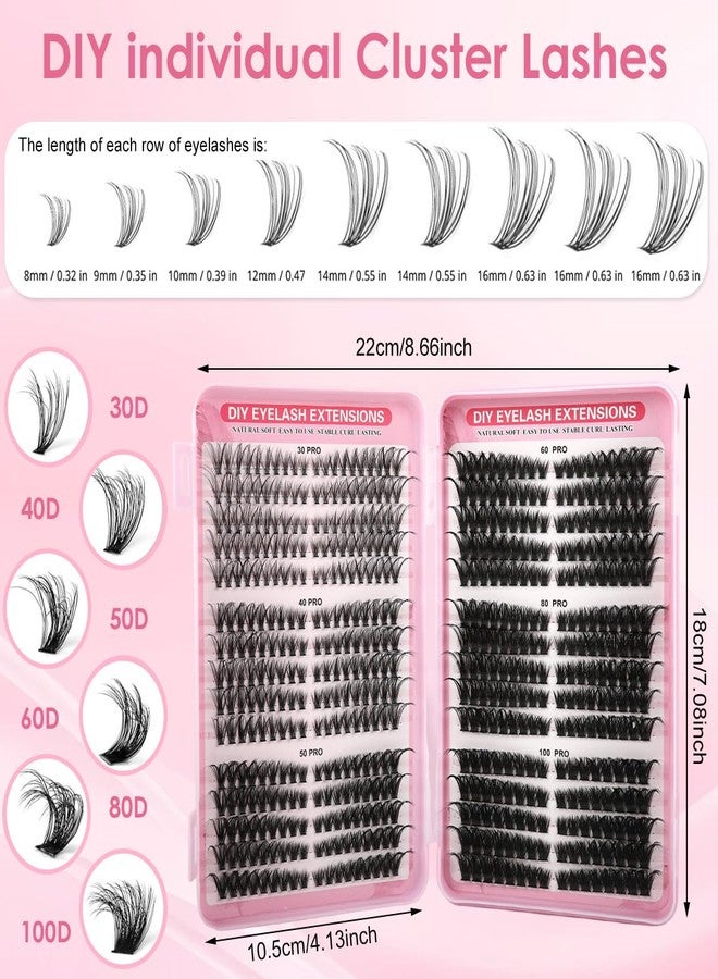 MAYCREATE® 540PCS Lash Clusters Cluster Eyelash Extensions D Curl Natural Wispy Eyelash Clusters Mega Volume Reusable Individual DIY Lashes Super Thin Band and Soft - Image 2