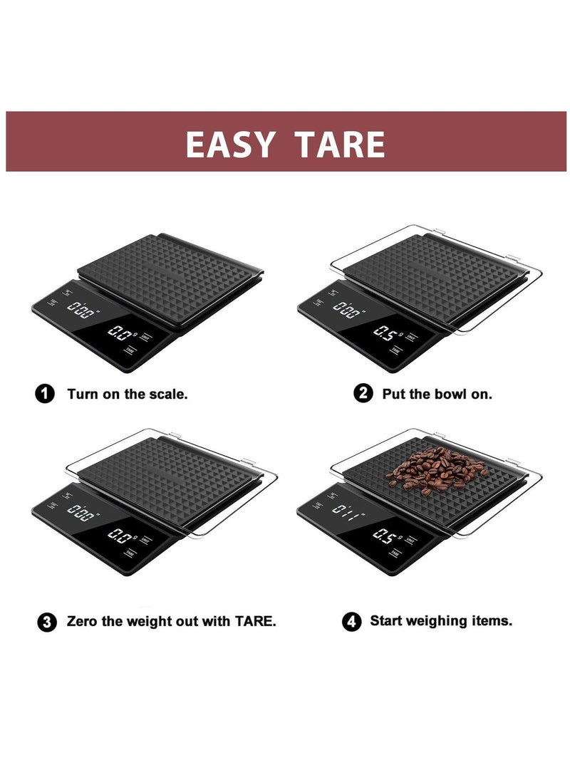 HOMESTAR Coffee Scale, Digital Espresso Scale with Back-Lit LED Display, High Precision Small Food for Baking and Cooking - Image 4