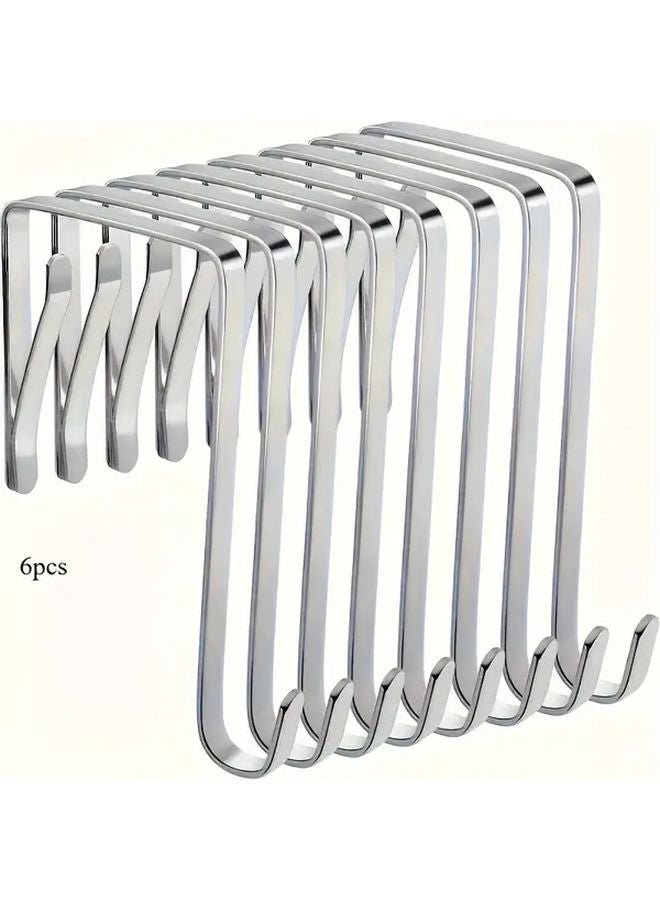 6pcs Heavy Duty Adjustable Metal Door Hooks Wall Mounted Hangers For Clothes Towels - Image 1