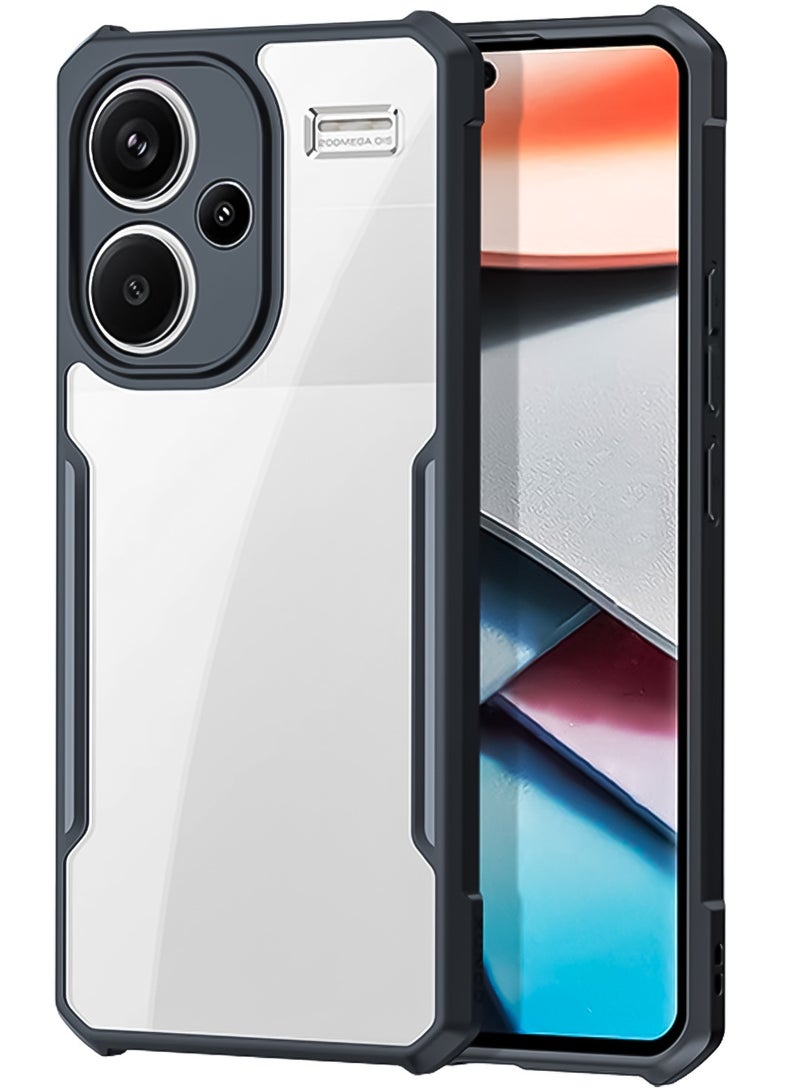 For Xiaomi Redmi Note 13 Pro Plus Case, Camera Lens Protection Back Cover, TPU Shockproof Airbags Bumper Mobile Phone Case, Slim Fit Anti-Yellowing PC Mixed Material Protective Casing (Black Clear) - Image 1