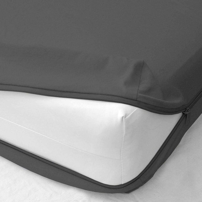 ZIPPER FITTED SHEET TWIN SIZE 8 INCH DEEP POCKET HOTEL QUALITY BRUSHED MICROFIBER BOTTOM SHEET SOFT WRINKLEFREE SHRINKAGE AND FADE RESISTANT 1 FITTED SHEET ONLY DARK GREY