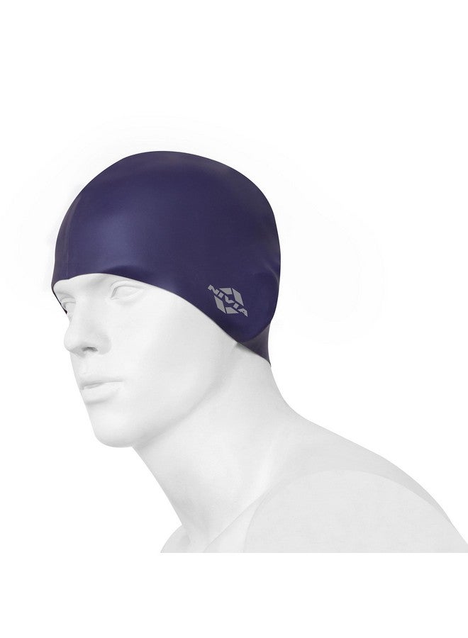 نيفيا قبعة السباحة الكلاسيكية المصنوعة من السيليكون من نيفيا للبالغين، قبعة سباحة للشعر الطويل، قبعة حمام السباحة، قبعة سباحة للنساء والرجال، قبعة سباحة من السيليكون، قبعة سباحة مقاومة للماء، قبعة سباحة للرجال، قبعة سباحة (أزرق داكن) - Image 3