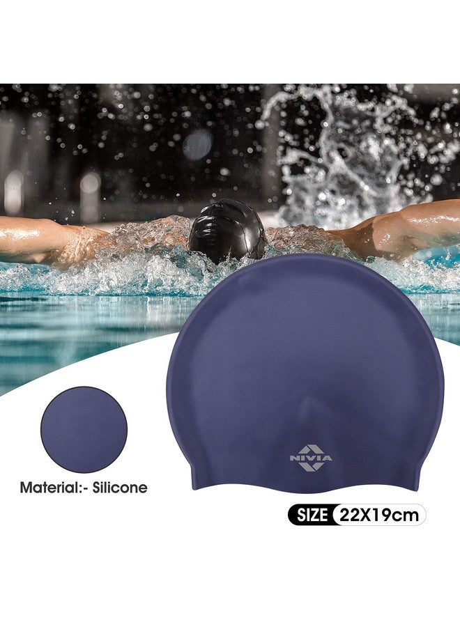 نيفيا قبعة السباحة الكلاسيكية المصنوعة من السيليكون من نيفيا للبالغين، قبعة سباحة للشعر الطويل، قبعة حمام السباحة، قبعة سباحة للنساء والرجال، قبعة سباحة من السيليكون، قبعة سباحة مقاومة للماء، قبعة سباحة للرجال، قبعة سباحة (أزرق داكن) - Image 2
