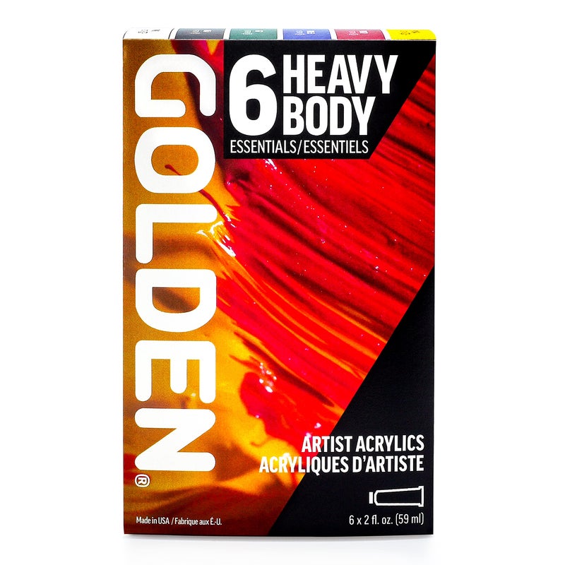 GOLDEN Heavy Body Acrylics, Essentials Set, 6 Color, Professional Acrylic Paint - Image 4