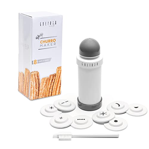 GOLIBER Churro Maker Machine - 8 Different Nozzle for Churros Maker Machine - Churreras para Churros and Cheese Straw Press - Easy Handle Churro Piping Tip (Gray) - Image 1