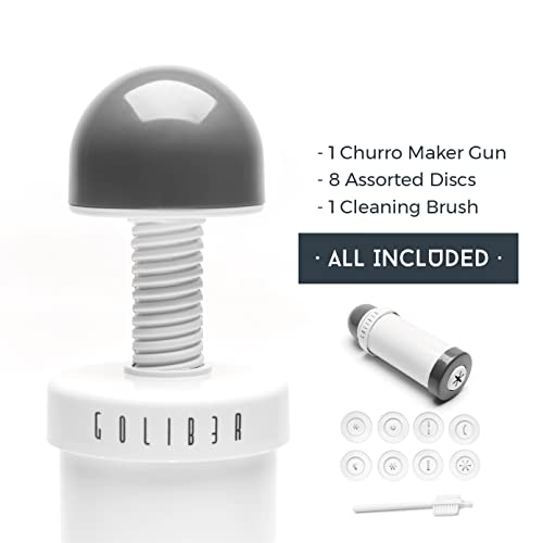 GOLIBER Churro Maker Machine - 8 Different Nozzle for Churros Maker Machine - Churreras para Churros and Cheese Straw Press - Easy Handle Churro Piping Tip (Gray) - Image 2