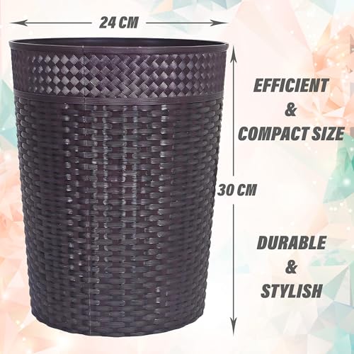Kuber Industries 10 Litre Plastic Dustbin, Step-On, Brown, 10 Litre, 24 cm x 30 cm x 24 cm, Portable, Lightweight, Office, Living Room, Bathroom, Kitchen - Image 3