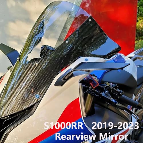 WALIPILUSI CNC Aluminum Motorcycle Mirrors Adjustable Wind Wing Side Mirrors Anti-Glare Rearview Mirrors Fits for BMW S1000RR 2019-2024 Black Motorcycle Rear View Mirrors (Year: 2019-2024) - Image 4