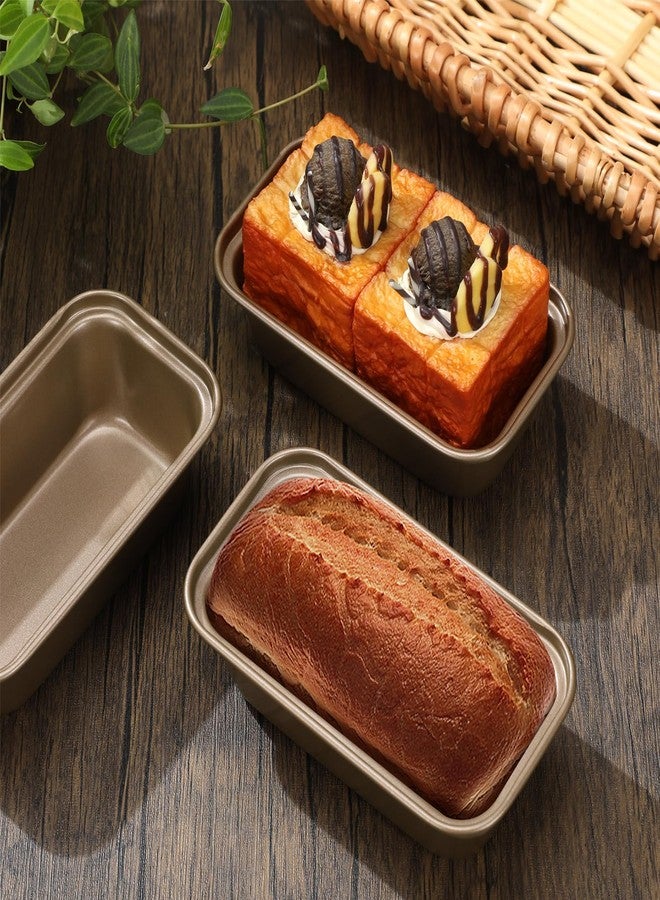 Uiifan 12 Pcs Mini Loaf Pan for Baking Bread Non Stick Small Banana Bread Tins Mini Loaf Pans for Nonstick Tiny Meatloaf Pan Carbon Steel for Oven and Baking (6 * 3.3 * 2inch,Gold) - Image 2