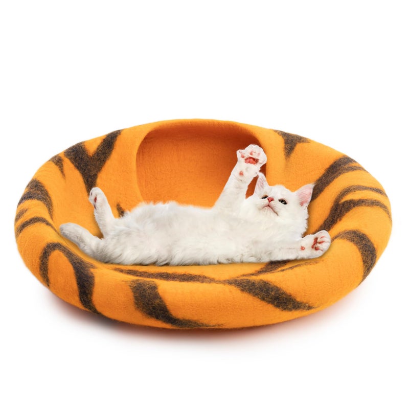 Woolygon Premium Felt Cat Cave Bed â€“ Wool Kitty Beds Handcrafted Kitten Caves Bed for Indoor Cats - Made from 100% Eco-Friendly Merino Wool, Foldable Cat Hidewawy Covered Cat House Pod - Image 3