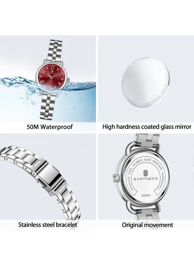 Sapphero  SAPPHERO Watches for Women Luxury Stainless Steel Ladies Watches Women's Bracelet Watch Small Analog 5ATM Waterproof Wrist Watch Elegant Gifts for Women for Women | Best Price UAE