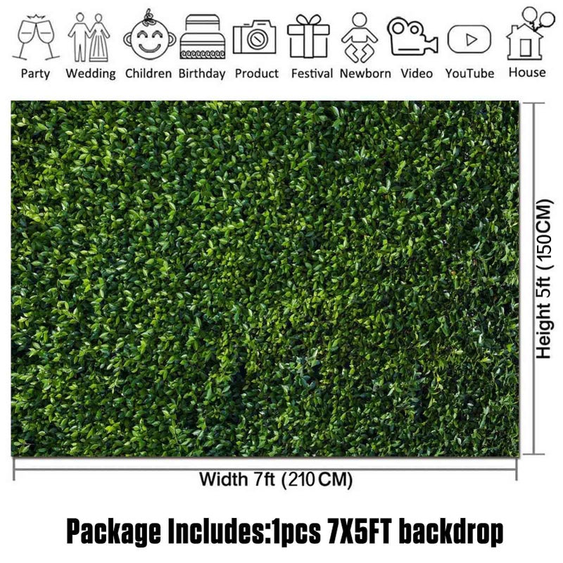 HQM Nature Spring 3D Green Leaves Theme Photo Background Wedding Birthday Party Newborn Baby Shower Photography Backdrops Zoo Decor Shoot Props Bannner (7x5 FT) - Image 3