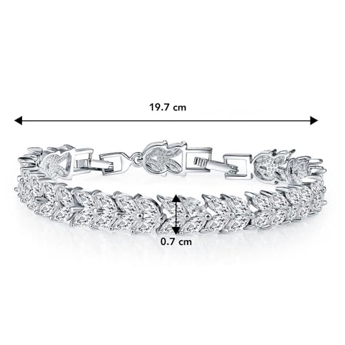 Peora Silver Plated AAA Swiss White Cubic Zirconia Dazzling Openable Tennis Bracelet Jewellery for Women and Girls Valentines Gift for Her - Image 5