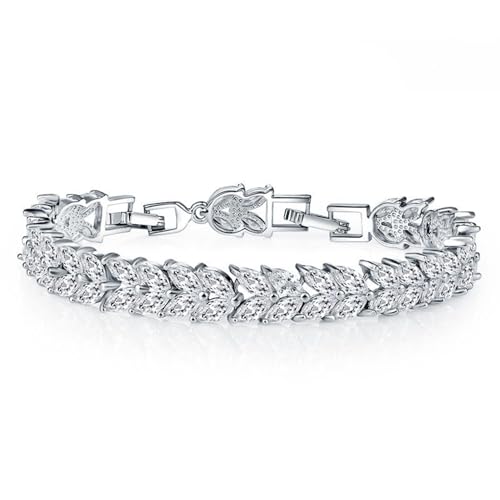 Peora Silver Plated AAA Swiss White Cubic Zirconia Dazzling Openable Tennis Bracelet Jewellery for Women and Girls Valentines Gift for Her - Image 1