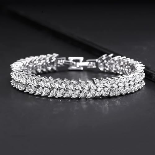 Peora Silver Plated AAA Swiss White Cubic Zirconia Dazzling Openable Tennis Bracelet Jewellery for Women and Girls Valentines Gift for Her - Image 4