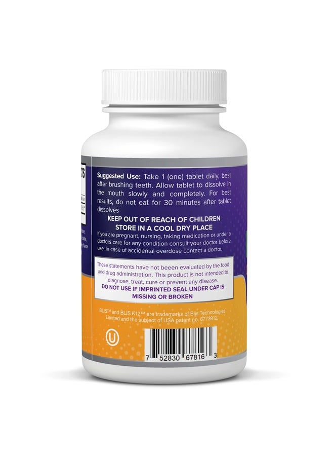 MARS WELLNESS مكمل بروبيوتيك فموي مع BLIS K12 4 مليار CFU - الآن خالي من الألبان زجاجة إمداد لمدة 60 يومًا لرائحة الفم الكريهة، التهاب الحلق، التجاويف، صحة الفم والأسنان - خالي من السكر - صنع في الولايات المتحدة - 60 حبة - Image 4