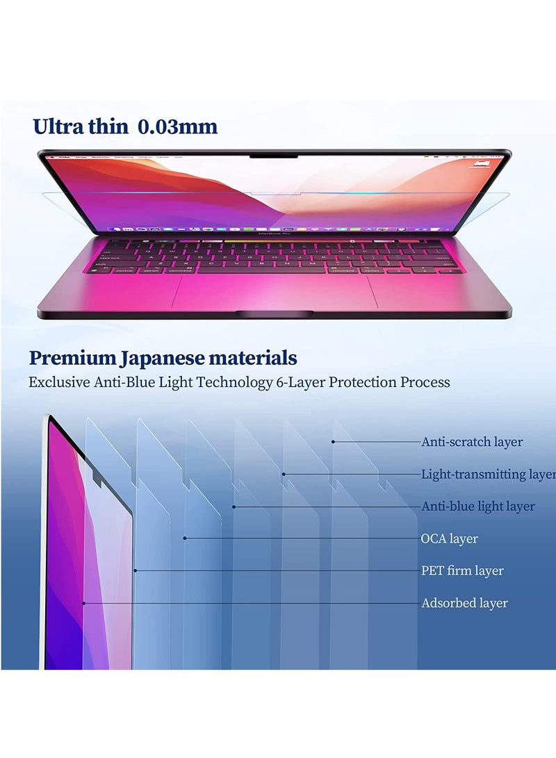 (1 Pack) Blue Light Screen Protector for MacBook Pro 14 Inch 2021--2024(M4/M3/M2/M1), Anti Glare Filter Blocking Computer Shield, Eye Protection High Definition Matte Laptop Soft Film - Image 4