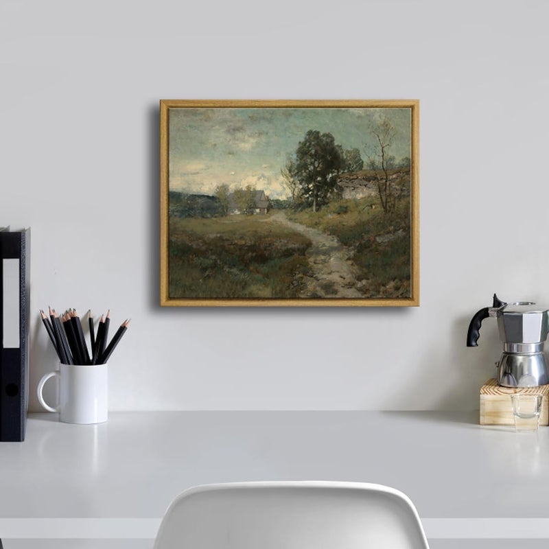 Pyradecor Large Natural Wood Framed Home Decor Vintage Canvas Wall Art Arkville Landscape Classical Oil Paintings Canvas Prints for Bedroom Living Room Farmhouse Wall Decor - Image 2
