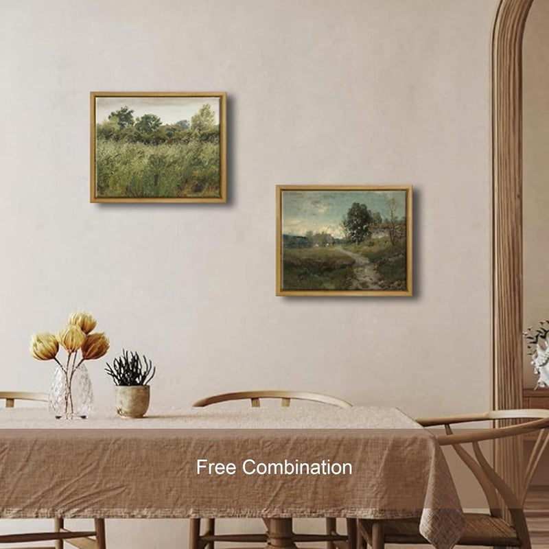 Pyradecor Large Natural Wood Framed Home Decor Vintage Canvas Wall Art Arkville Landscape Classical Oil Paintings Canvas Prints for Bedroom Living Room Farmhouse Wall Decor - Image 5