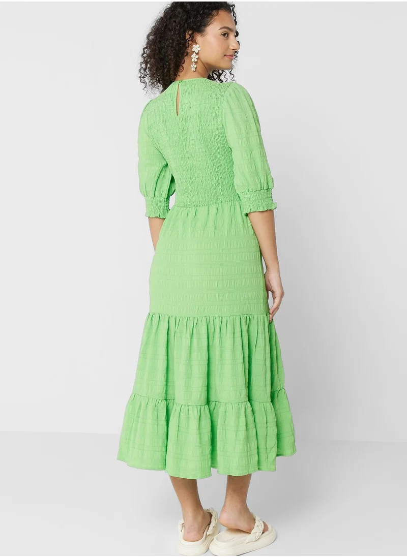 ONLY Ruched Tiered Balloon Sleeve Dress