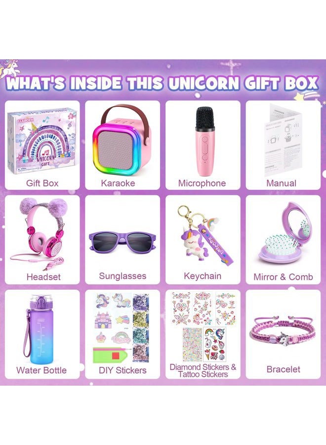 Cleboen Unicorn Gift for Girls Toys with Kids Karaoke/Microphone/Headphone/DIY Water Bottle/Keychain/Bracelet/Comb, Christmas Birthday Gifts for Girls 3 4 5 6 7 8 9 10+ Year Old Girl Gift Unicorn Toys - Image 2