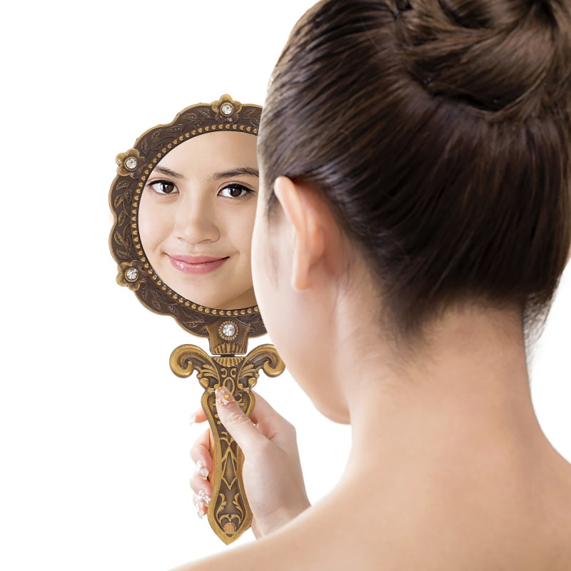 💄 مرآة يدوية محمولة قديمة الطراز للماكياج بسطح عالي الوضوح - Image 5