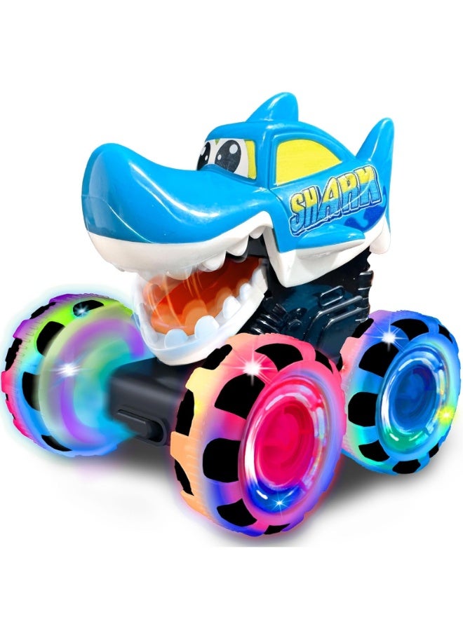 حديقة الألعاب لعبة شاحنة وحش القرش بعجلات مضيئة وعملية قضم مركبة وحش سحب للخلف هدية عيد ميلاد ممتعة للأطفال الأولاد والبنات 3 سنوات فما فوق - Image 1