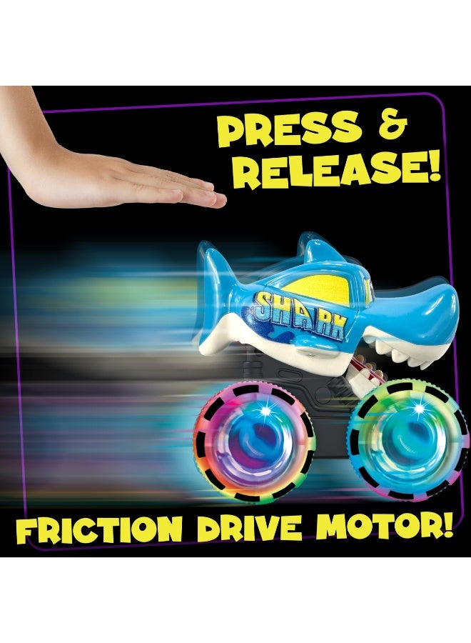 حديقة الألعاب لعبة شاحنة وحش القرش بعجلات مضيئة وعملية قضم مركبة وحش سحب للخلف هدية عيد ميلاد ممتعة للأطفال الأولاد والبنات 3 سنوات فما فوق - Image 4