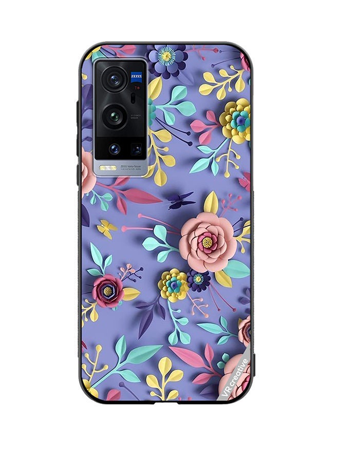 VR CREATIVE Protective Case Cover For Vivo X60 Pro Plus Flower Design Multicolour - Image 1