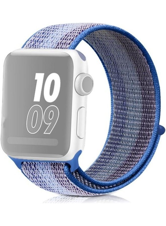 NIBEMINENT Nylon Loop Replacement Watchband for Apple Watch Series 7/6/5/4/3/2/1/SE 38/40/41mm Blue - Image 1