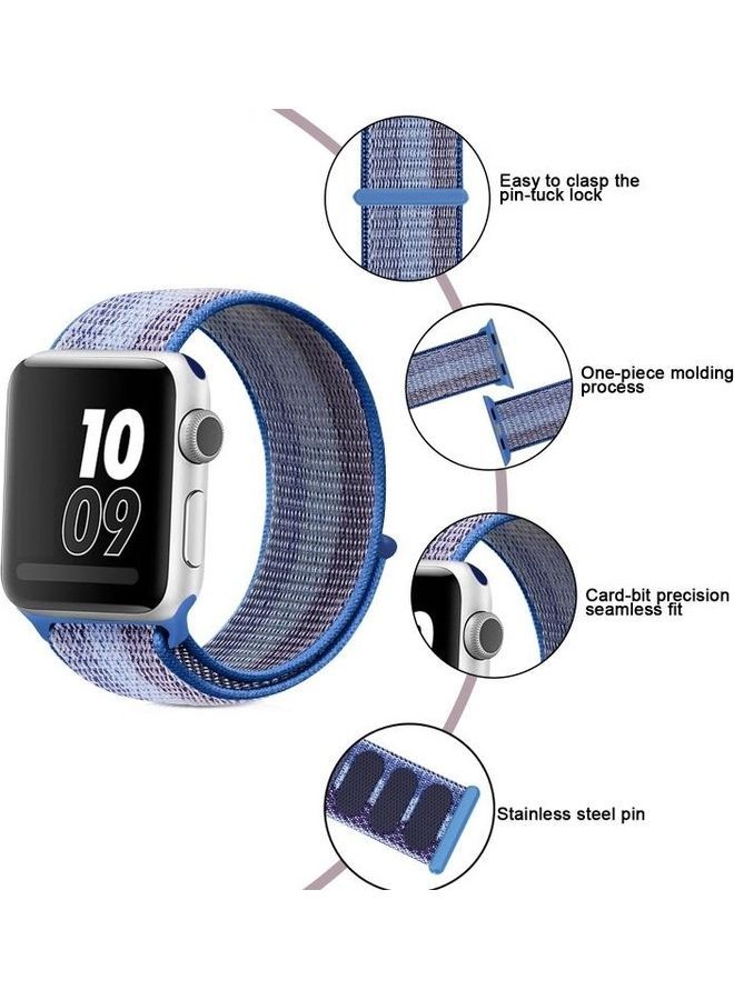 NIBEMINENT Nylon Loop Replacement Watchband for Apple Watch Series 7/6/5/4/3/2/1/SE 38/40/41mm Blue - Image 5