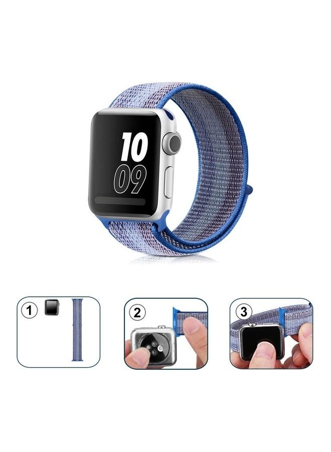 NIBEMINENT Nylon Loop Replacement Watchband for Apple Watch Series 7/6/5/4/3/2/1/SE 38/40/41mm Blue - Image 4