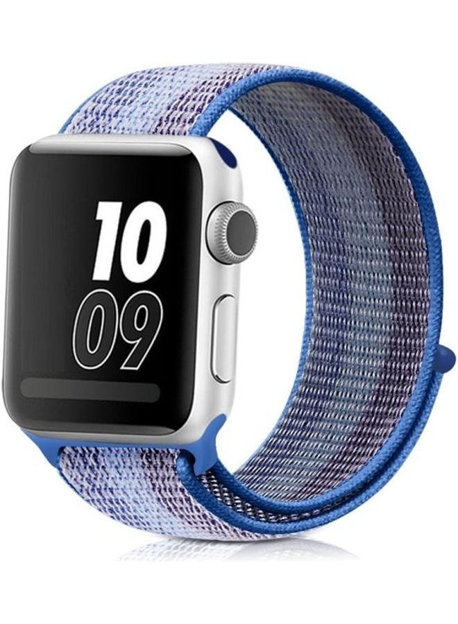 NIBEMINENT Nylon Loop Replacement Watchband for Apple Watch Series 7/6/5/4/3/2/1/SE 38/40/41mm Blue - Image 3