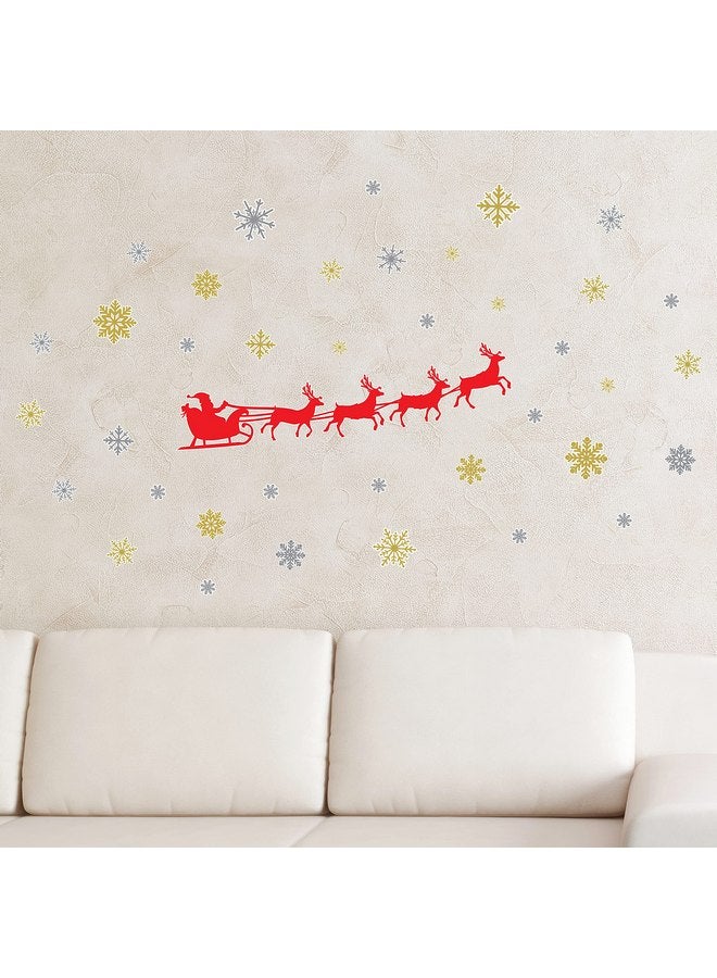 WALPLUS Christmas Wall Sticker Indoor Christmas Decorations & Wall Decor Festive Xmas Stickers Holiday Wall Art Perfect for Christmas Decorations Clearance Santa's Sleigh 49 Pcs - Image 2