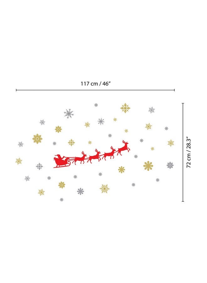 WALPLUS Christmas Wall Sticker Indoor Christmas Decorations & Wall Decor Festive Xmas Stickers Holiday Wall Art Perfect for Christmas Decorations Clearance Santa's Sleigh 49 Pcs - Image 4