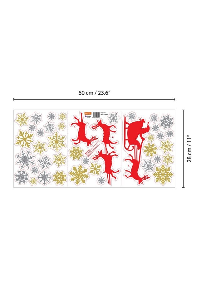 WALPLUS Christmas Wall Sticker Indoor Christmas Decorations & Wall Decor Festive Xmas Stickers Holiday Wall Art Perfect for Christmas Decorations Clearance Santa's Sleigh 49 Pcs - Image 5
