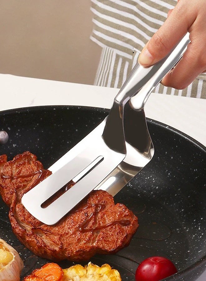 ملقط طهي من الفولاذ المقاوم للصدأ،  مشبك شواء، ملعقة شواء متعددة الأغراض لمشبك الخبز، مشبك شرائح اللحم المقلي، قلب السمك، ملقط سلطة التوست - Image 2