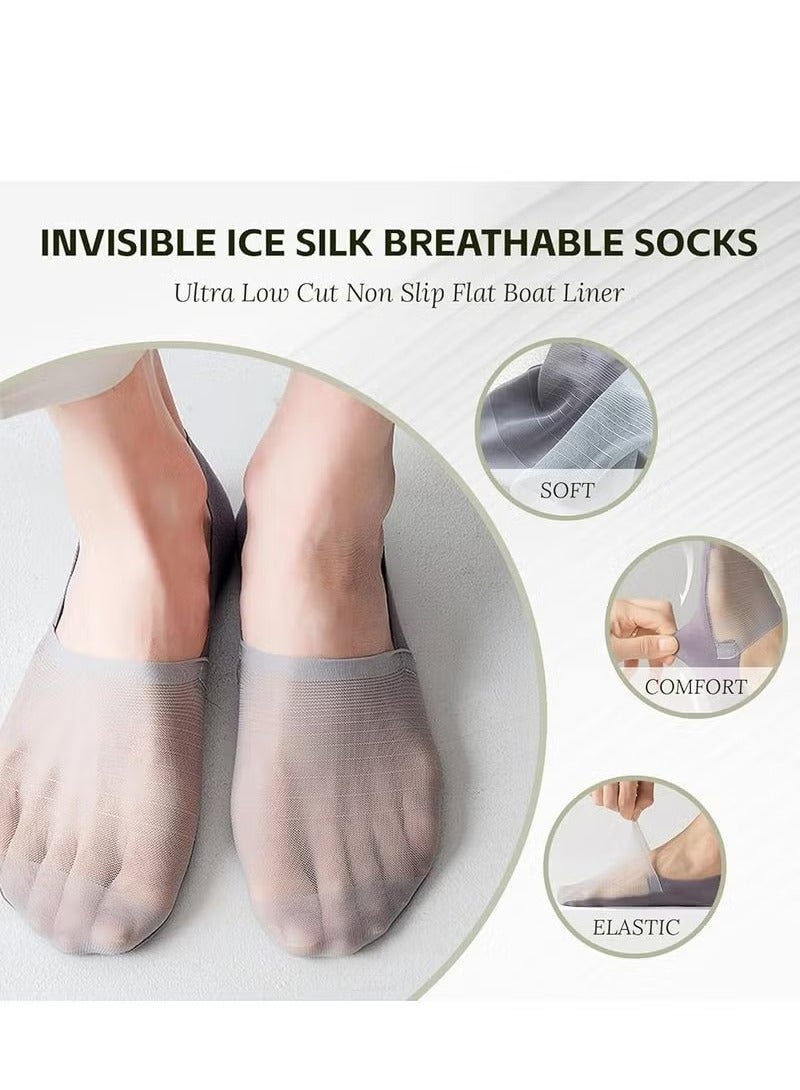 Thin No Show Socks Womens & Men, Invisible Ice Silk Socks, Low Cut Liner Non Slip Socks, loafers Socks  - Image 3