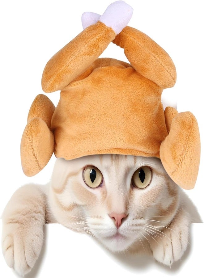 Cleacloud Cat Thanksgiving Costume Turkey Drumstick Hat Small Dog Kitten Hat for Cosplay Accessories and Party Favors - Image 1