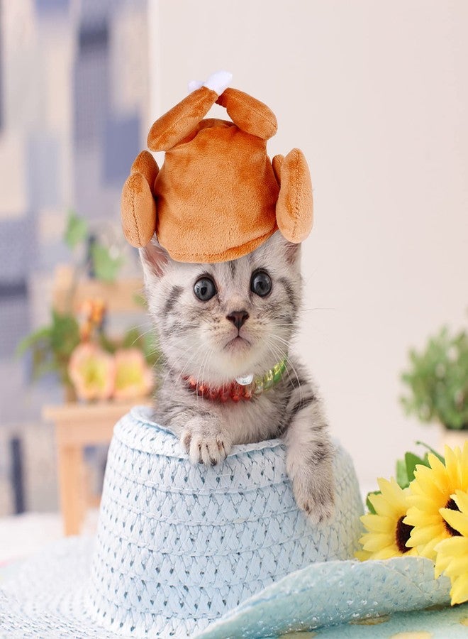Cleacloud Cat Thanksgiving Costume Turkey Drumstick Hat Small Dog Kitten Hat for Cosplay Accessories and Party Favors - Image 2