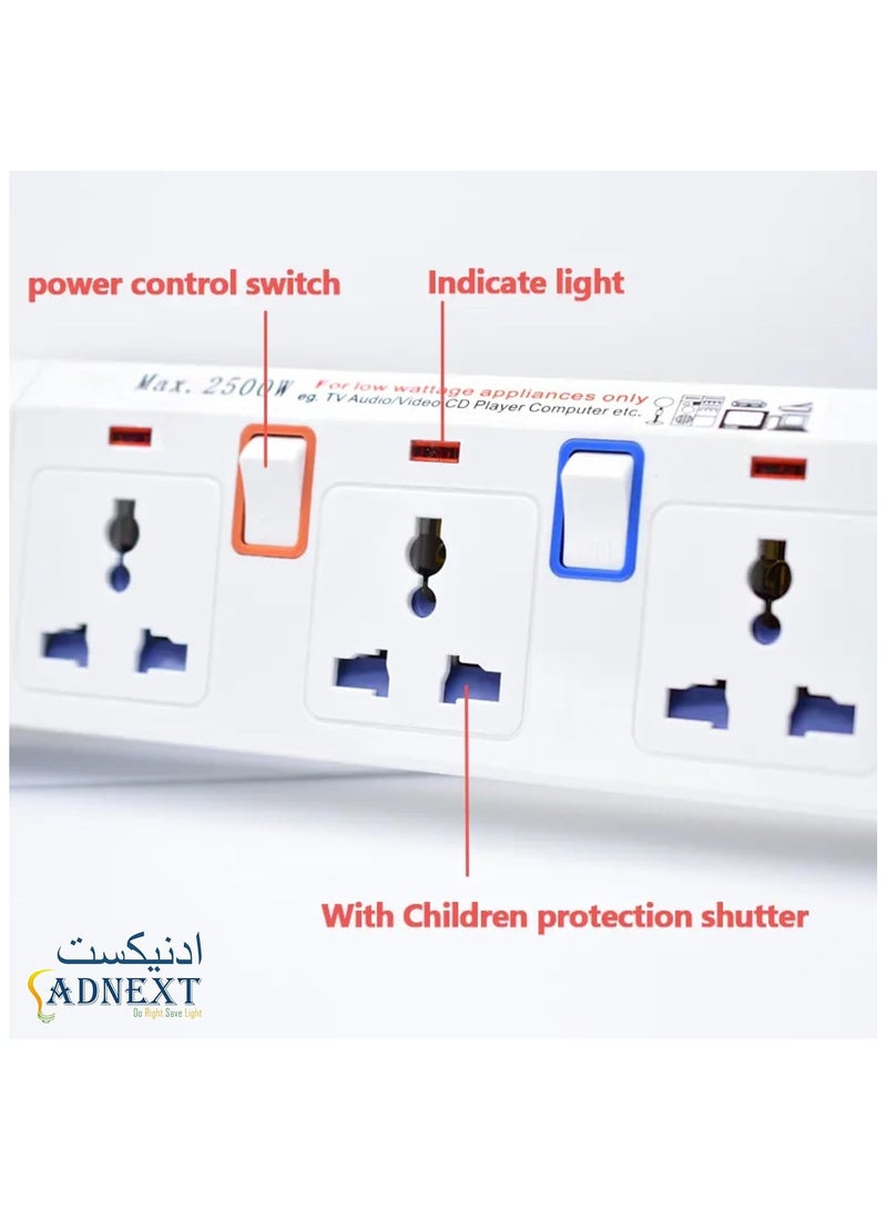 ادنيكست ادنيكسEX-914 مع 4 منافذ وسلك تمديد، بطول 3 أمتار، أبيض - Image 2