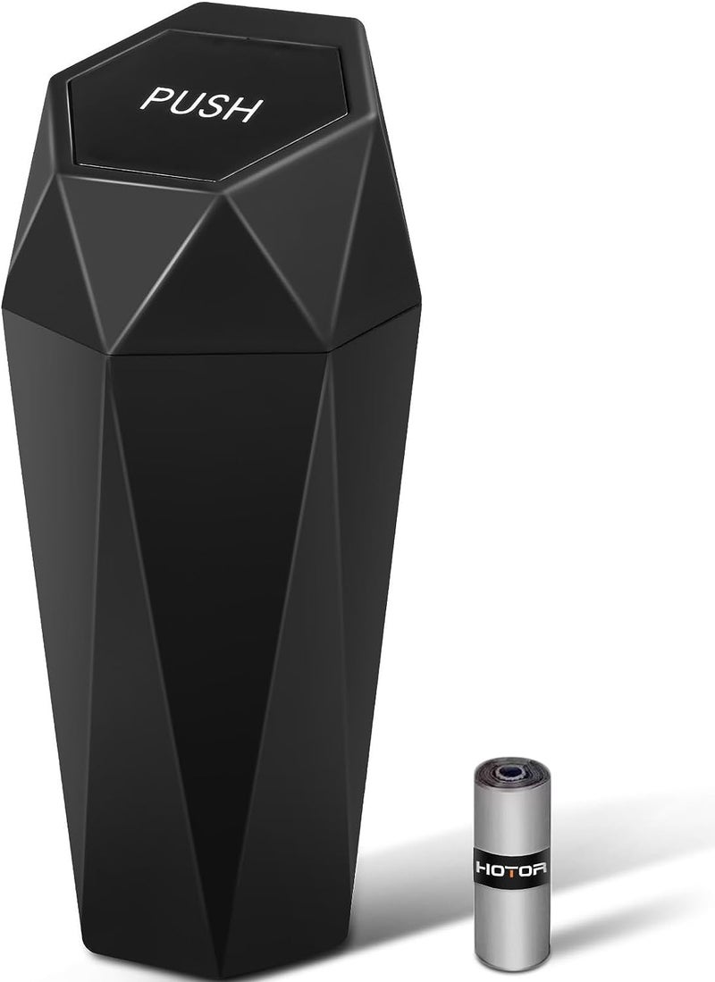 HOTOR Car Trash Can with Lid - 1 Pack, Car Accessories for Interior, Leakproof Vehicle Garbage Can with 15 Attached Trash Bags, Multipurpose Organizers and Storage for Home, Office, Black - Image 1