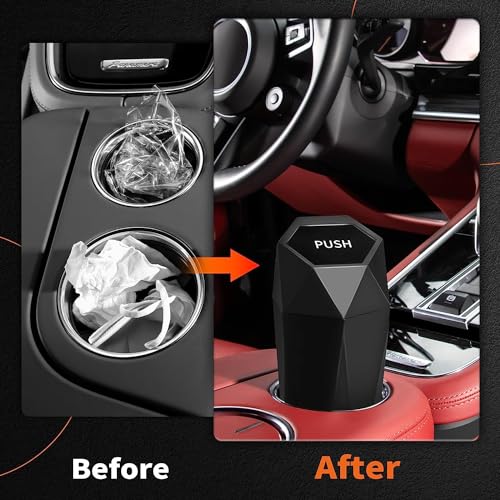 HOTOR Car Trash Can with Lid - 1 Pack, Car Accessories for Interior, Leakproof Vehicle Garbage Can with 15 Attached Trash Bags, Multipurpose Organizers and Storage for Home, Office, Black - Image 5