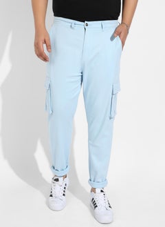 Instafab Plus Instafab Plus Men's Light Blue Cargo Trousers  - Image 2