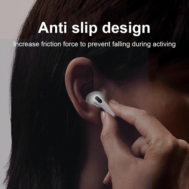 Love Mei 6 أزواج من أغطية الأذن لـ AirPods 4، نصائح جلد الأذن المضادة للانزلاق، ملحقات رياضية رفيعة جداً وناعمة من السيليكون، أغطية هلامية للأذن متوافقة مع AirPods الجيل الرابع (أسود + أبيض + شفاف) - Image 4