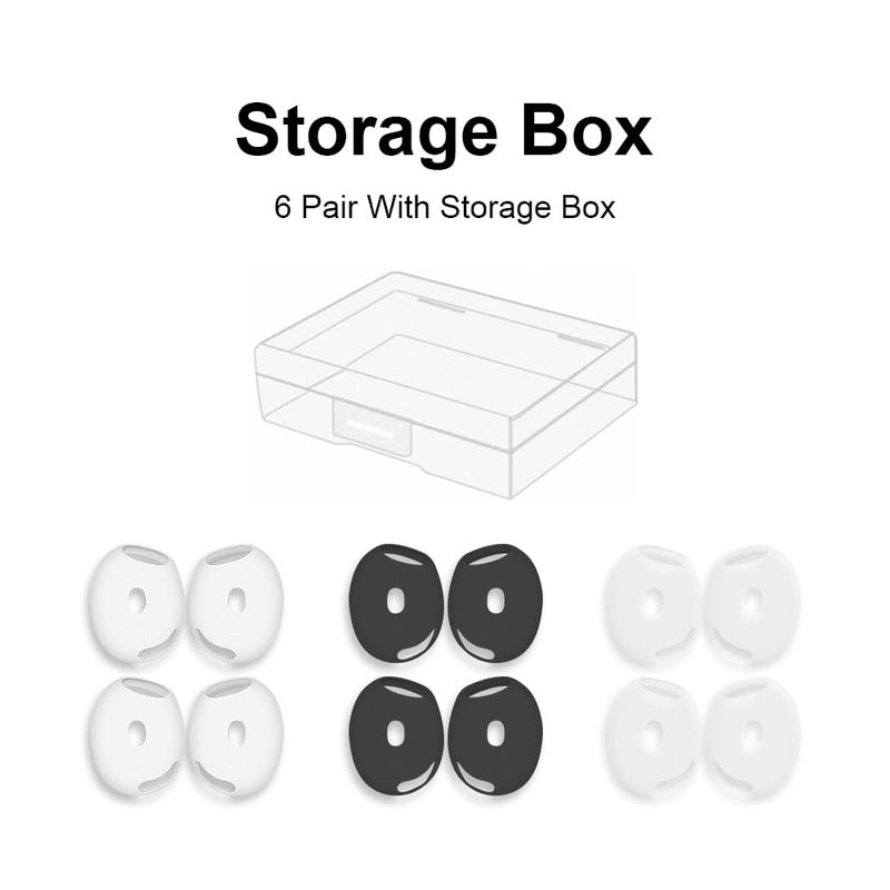 Love Mei 6 أزواج من أغطية الأذن لـ AirPods 4، نصائح جلد الأذن المضادة للانزلاق، ملحقات رياضية رفيعة جداً وناعمة من السيليكون، أغطية هلامية للأذن متوافقة مع AirPods الجيل الرابع (أسود + أبيض + شفاف) - Image 2
