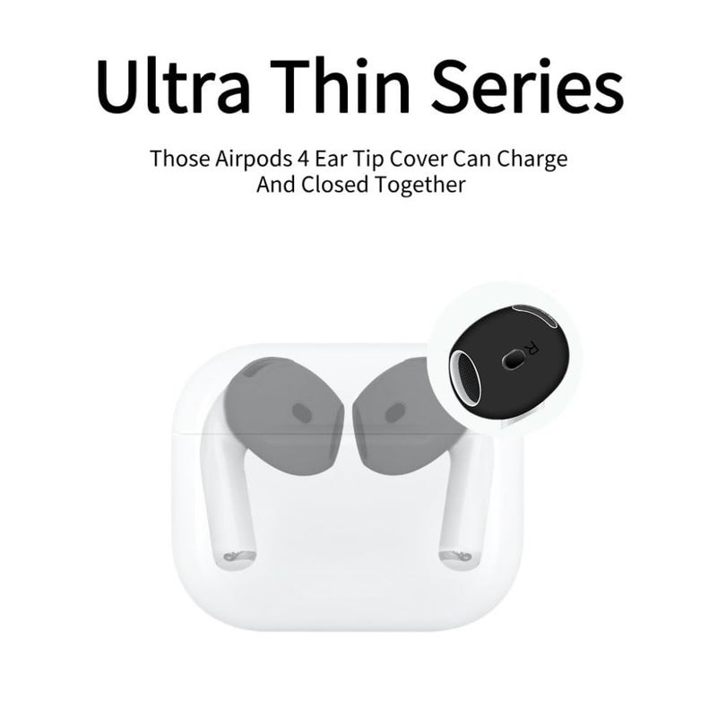 Love Mei 6 أزواج من أغطية الأذن لـ AirPods 4، نصائح جلد الأذن المضادة للانزلاق، ملحقات رياضية رفيعة جداً وناعمة من السيليكون، أغطية هلامية للأذن متوافقة مع AirPods الجيل الرابع (أسود + أبيض + شفاف) - Image 3
