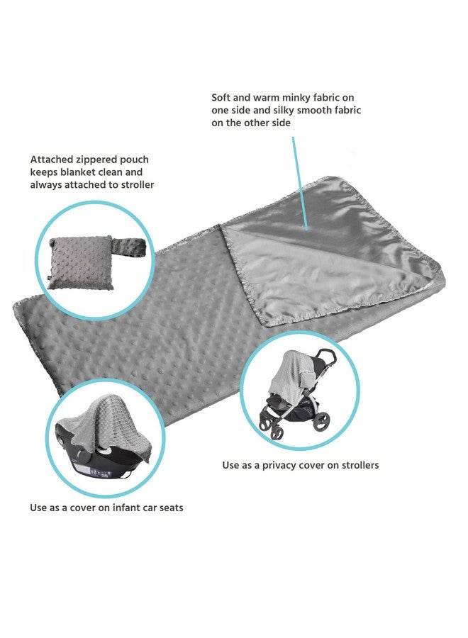 J.L. Childress Cuddle 'N Cover Stroller Blanket - Silky and Minky Fabrics - Blanket Attaches to Stroller - Privacy Cover, Blanket, Sun Shade - 30" x 30" - Grey - Image 2