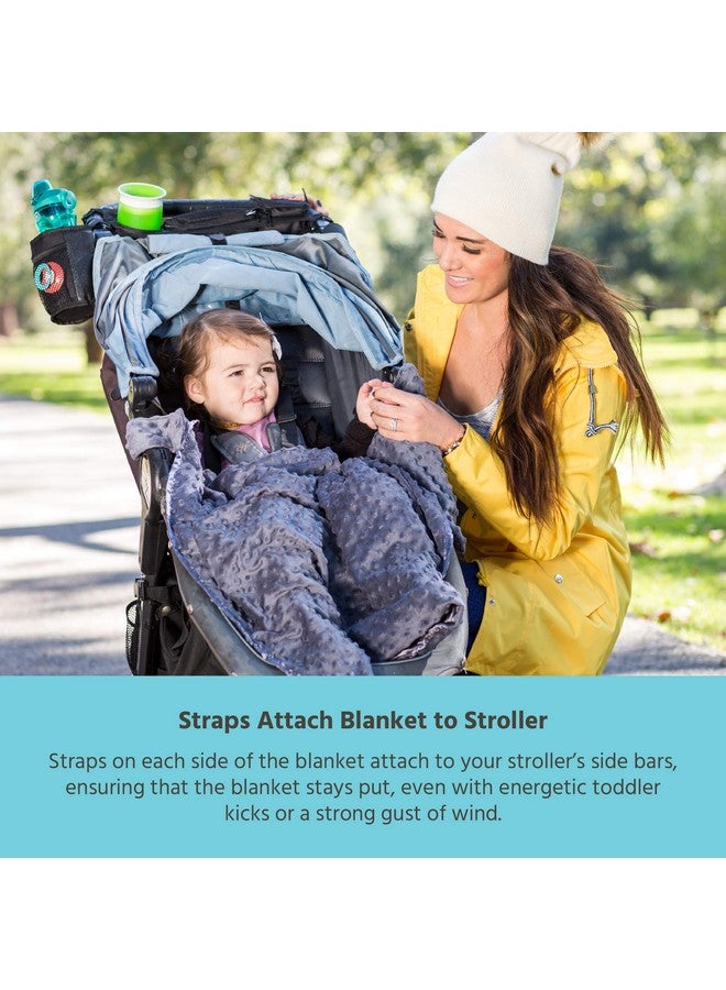 J.L. Childress Cuddle 'N Cover Stroller Blanket - Silky and Minky Fabrics - Blanket Attaches to Stroller - Privacy Cover, Blanket, Sun Shade - 30" x 30" - Grey - Image 3