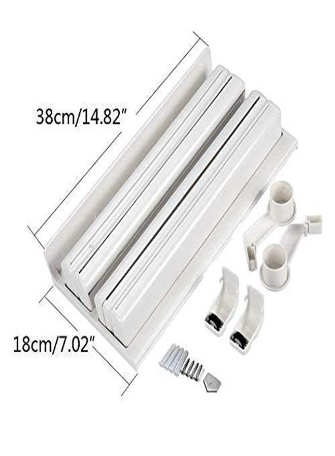 DITCAFOS Triple Paper Dispenser | 4 in 1 Foil Cling Film Tissue Paper Roll Holder for Kitchen | White Wall Mount Plastic Holder - Image 3